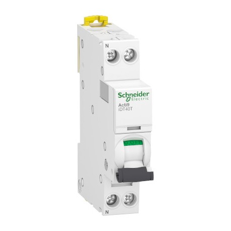 Schneider - Acti9 iDT40T - Disjoncteur modulaire - 1P+N - 16A - Courbe B - 4500A/6kA - Réf : A9P12616